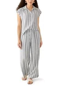 Petite Linen Blend Camp Shirt