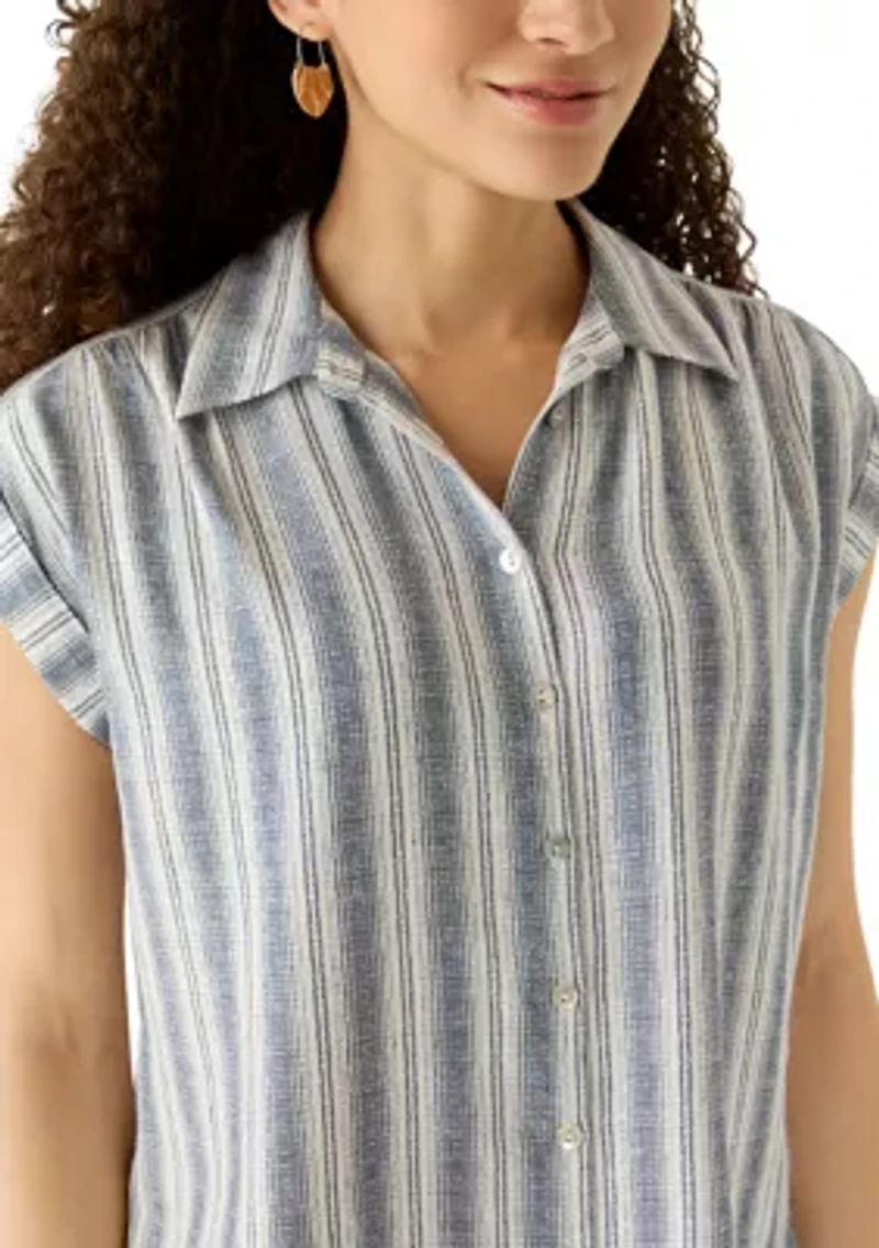 Petite Linen Blend Camp Shirt