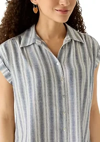 Petite Linen Blend Camp Shirt