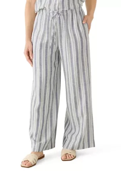 Petite Linen Blend Pull On Pants