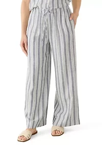 Petite Linen Blend Pull On Pants