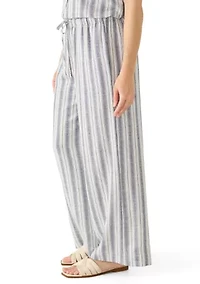 Petite Linen Blend Pull On Pants