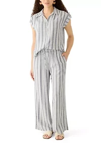 Petite Linen Blend Pull On Pants