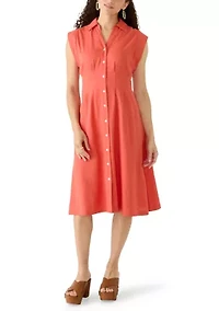 Petite Button Through Dress