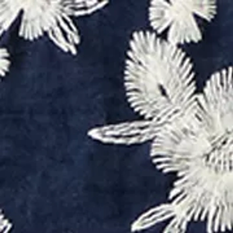 Petite Short Sleeve Pocket Embroidered Crew Neck Woven Top