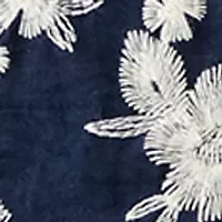 Petite Short Sleeve Pocket Embroidered Crew Neck Woven Top