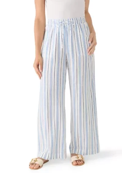 Petite Smocked Waist Striped Gauze Summer Pants