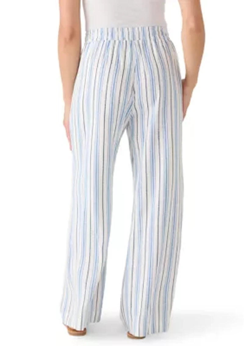 Petite Smocked Waist Striped Gauze Summer Pants