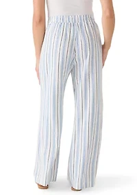 Petite Smocked Waist Striped Gauze Summer Pants