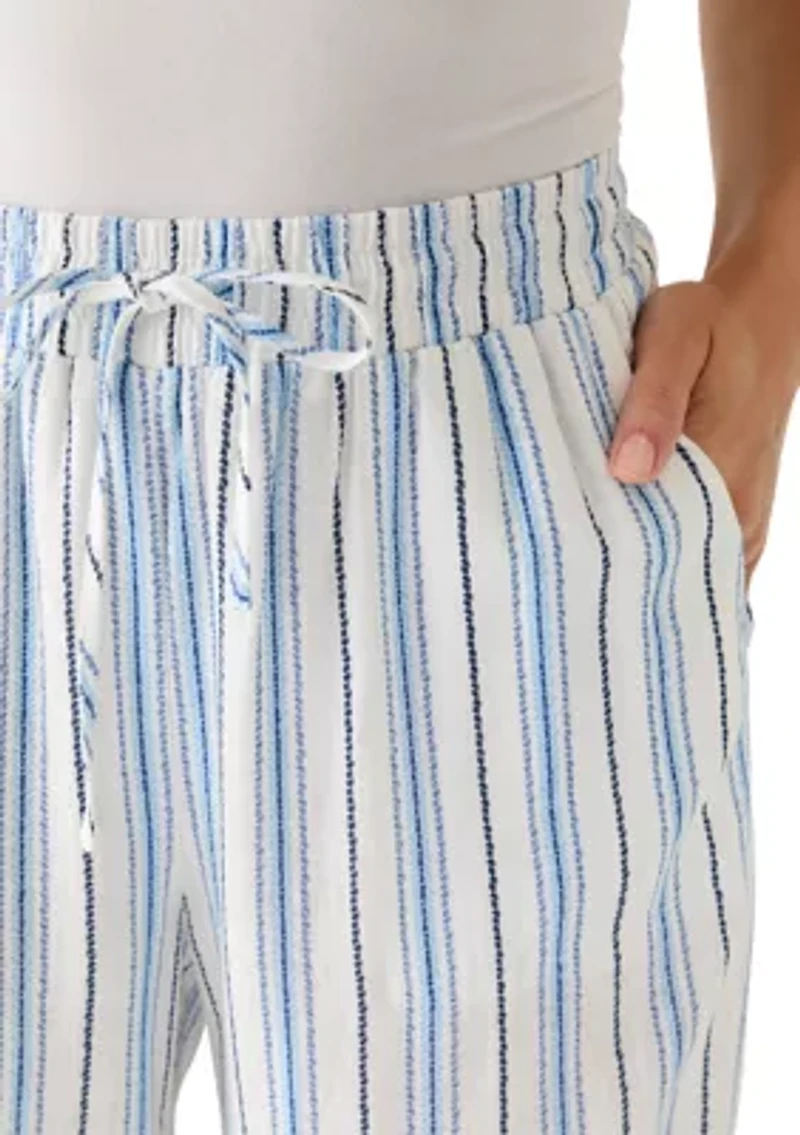 Petite Smocked Waist Striped Gauze Summer Pants