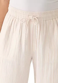 Petite Smocked Waist Striped Gauze Summer Pants