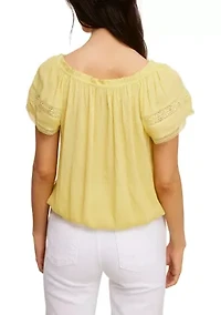 Petite Short Sleeve Peasant Top