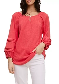 Petite Knit Peasant Top
