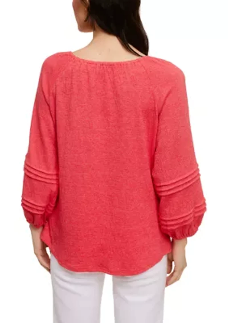 Petite Knit Peasant Top
