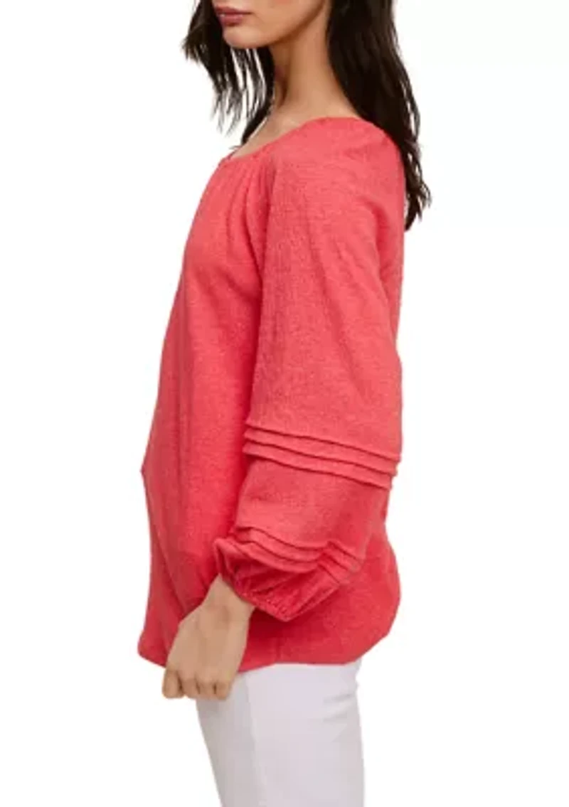 Petite Knit Peasant Top