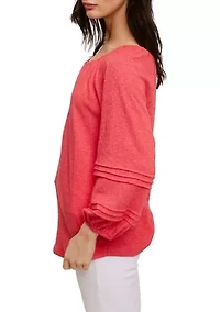 Petite Knit Peasant Top