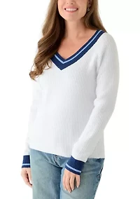 Petite Tipped Varsity Sweater