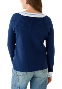 Petite Tipped Varsity Sweater