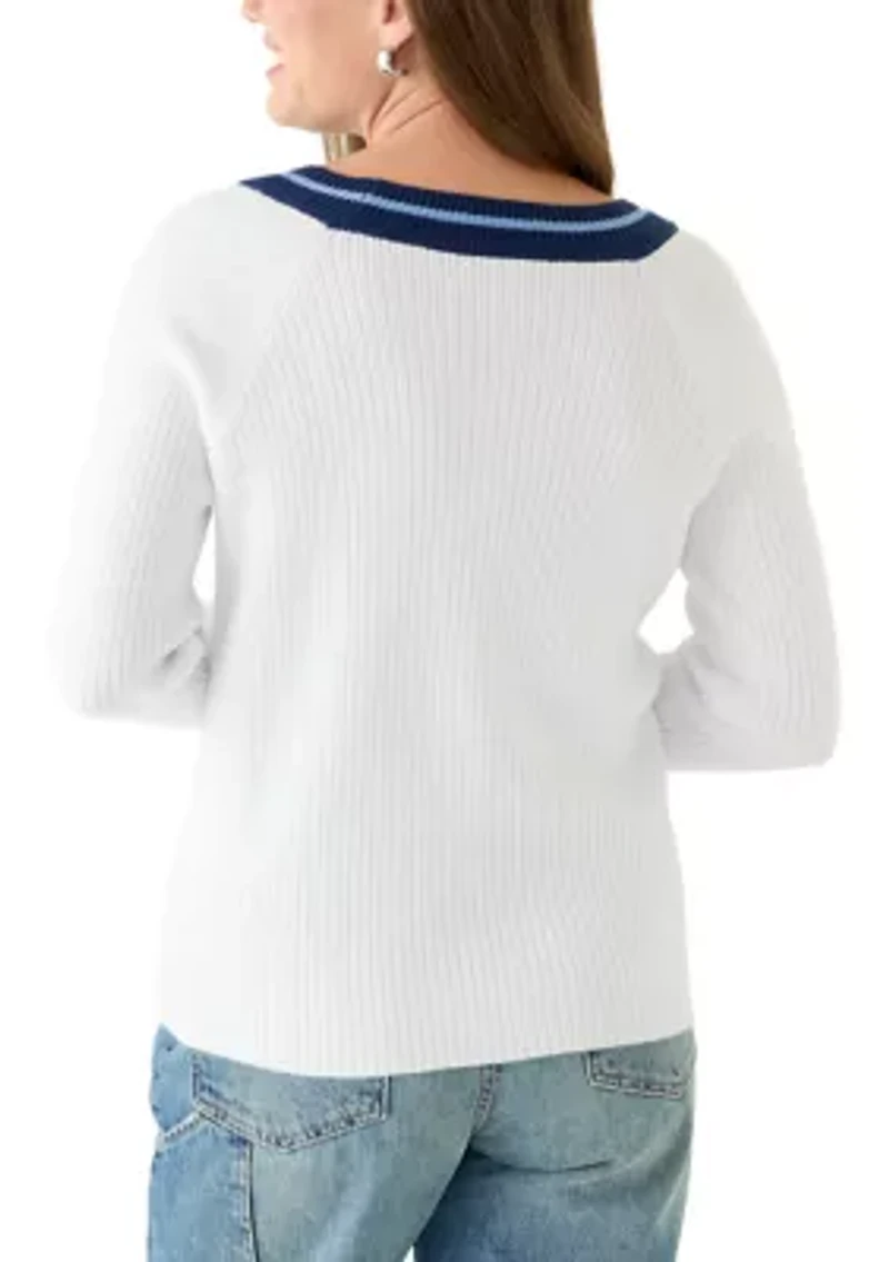 Petite Tipped Varsity Sweater