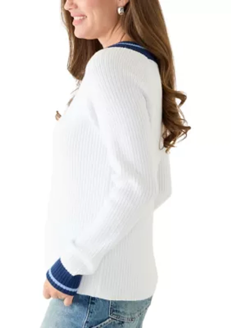 Petite Tipped Varsity Sweater