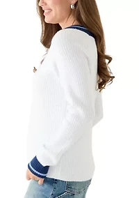 Petite Tipped Varsity Sweater