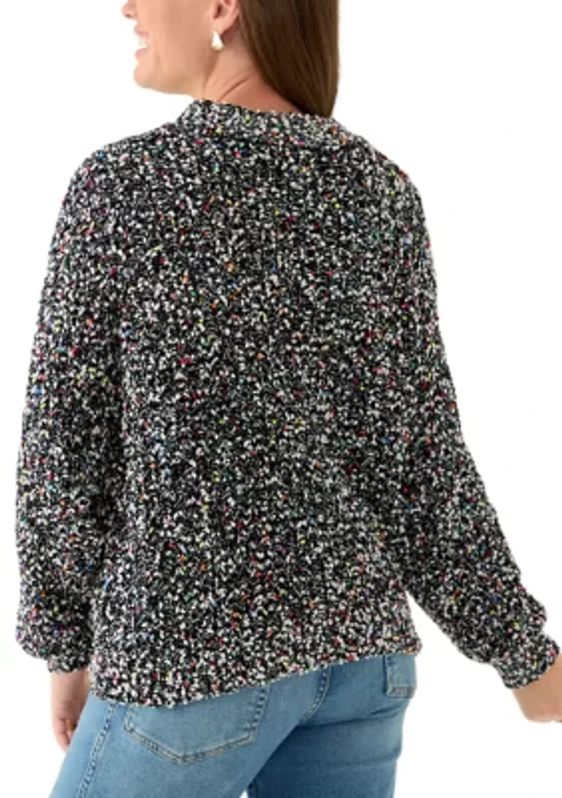 Petite Fever Confetti Chenille Crew Neck Pullover