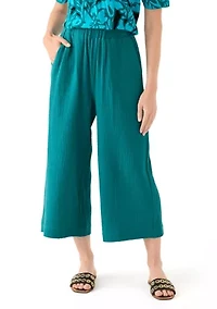 Petite Pull On Cotton Gauze Trousers
