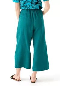 Petite Pull On Cotton Gauze Trousers