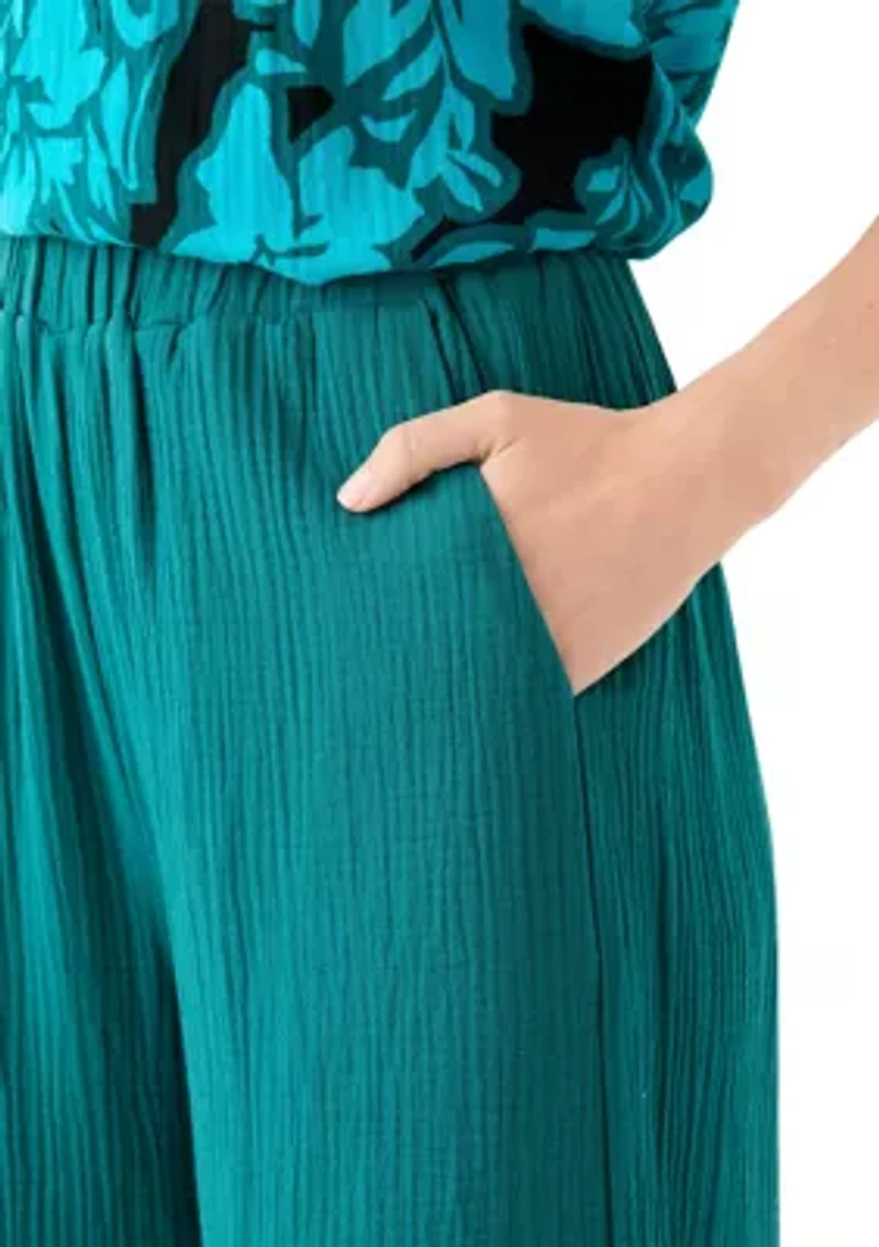 Petite Pull On Cotton Gauze Trousers