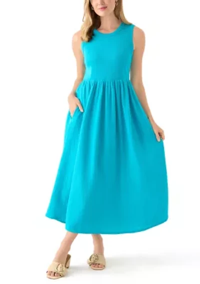 Petite Sleeveless Solid Midi Dress