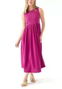 Petite Sleeveless Solid Midi Dress