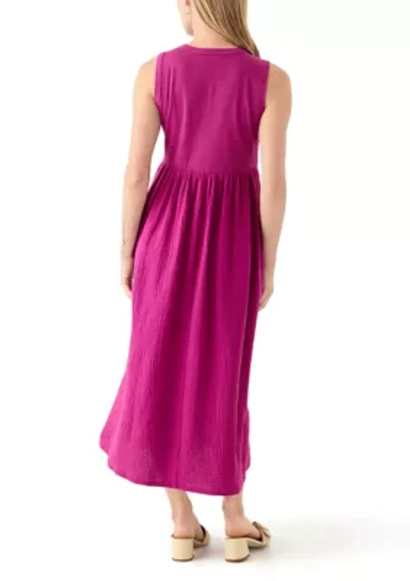 Petite Sleeveless Solid Midi Dress