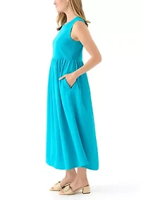 Petite Sleeveless Solid Midi Dress