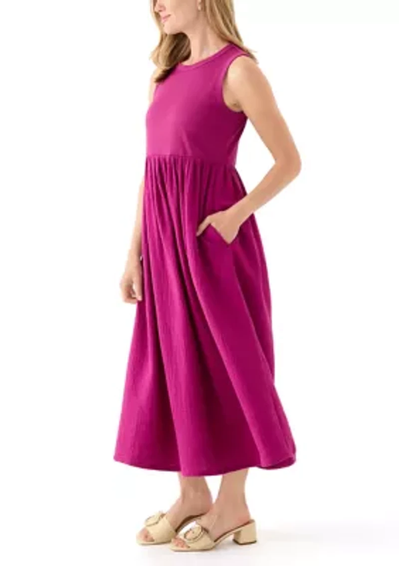 Petite Sleeveless Solid Midi Dress