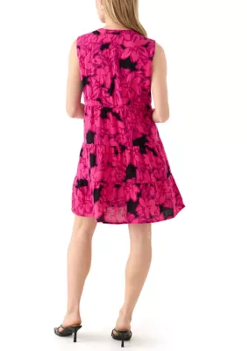 Petite Sleeveless Printed Mini Dress