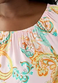 Plus Off The Shoulder Printed Woven Top