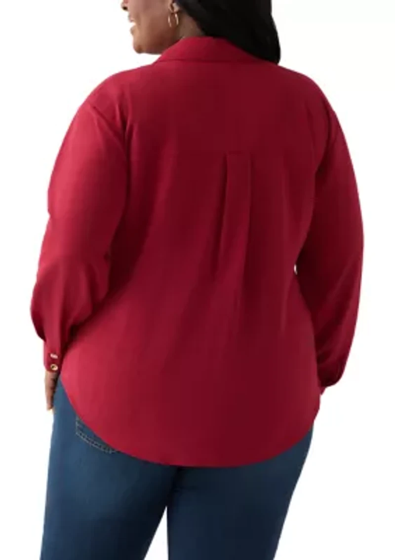 Plus Twist Front Woven Blouse