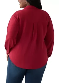 Plus Twist Front Woven Blouse