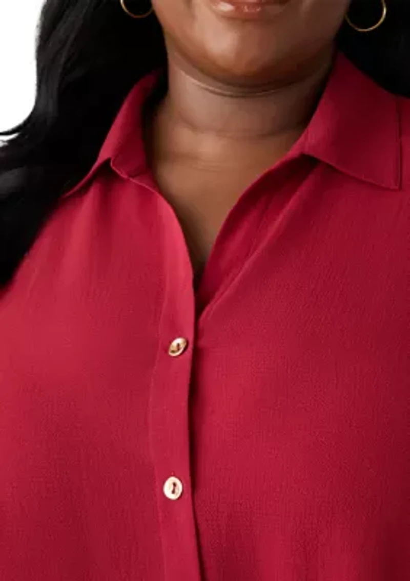 Plus Twist Front Woven Blouse