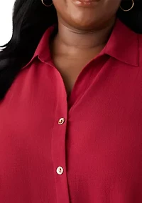 Plus Twist Front Woven Blouse