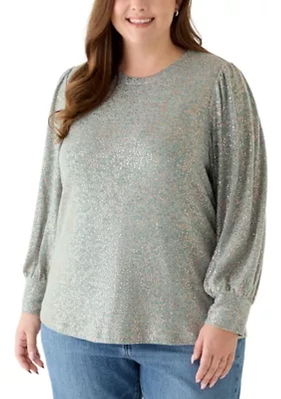 Plus Foil Dot Hatchi Knit Top