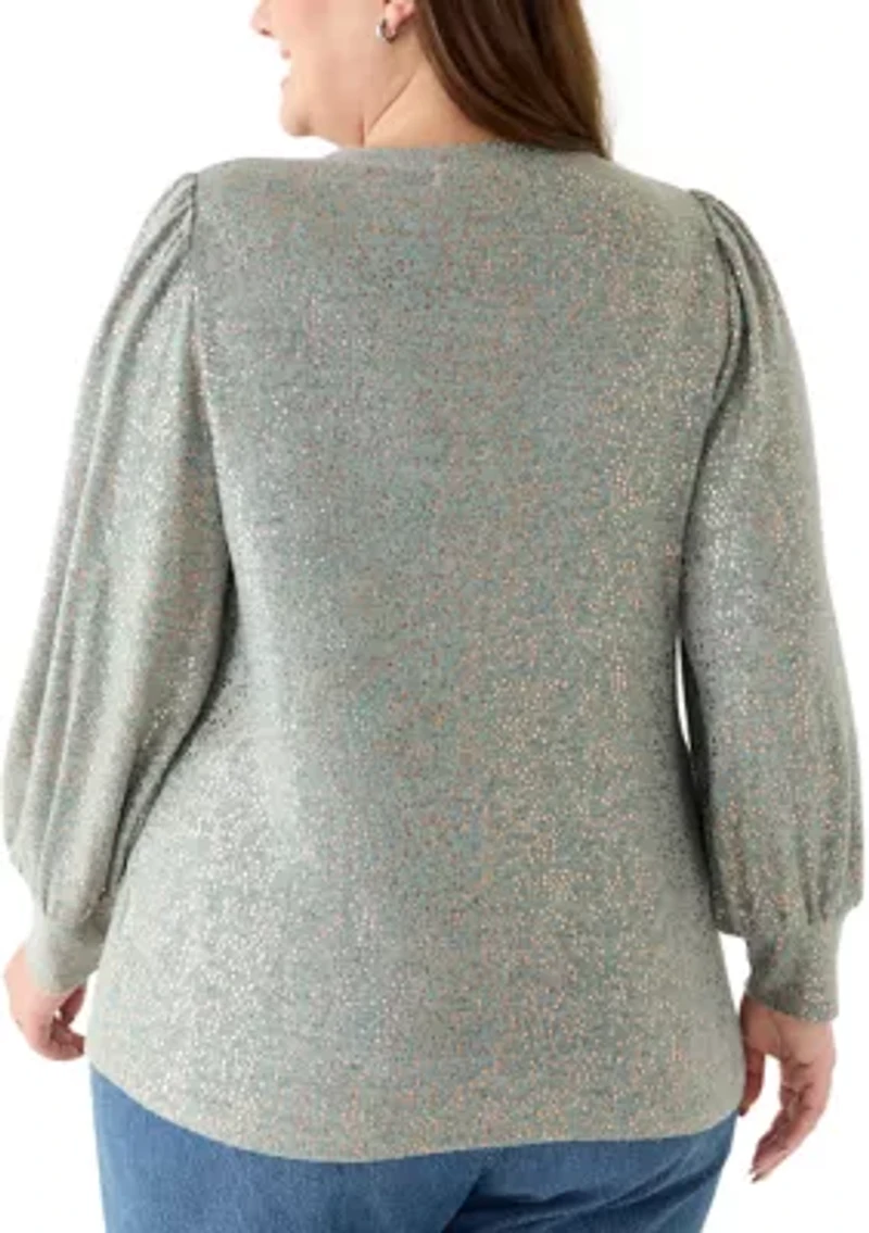 Plus Foil Dot Hatchi Knit Top