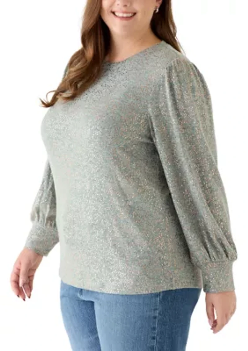 Plus Foil Dot Hatchi Knit Top