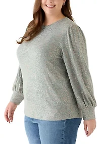 Plus Foil Dot Hatchi Knit Top