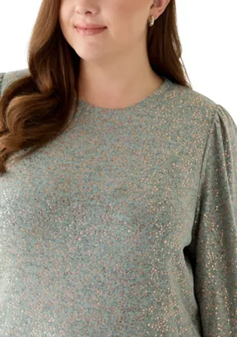 Plus Foil Dot Hatchi Knit Top