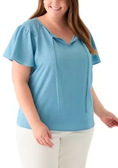Plus Flutter Sleeve Peasant Top