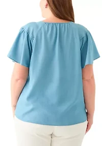 Plus Flutter Sleeve Peasant Top