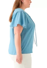Plus Flutter Sleeve Peasant Top