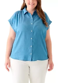 Plus Short Sleeve Camp Shirt