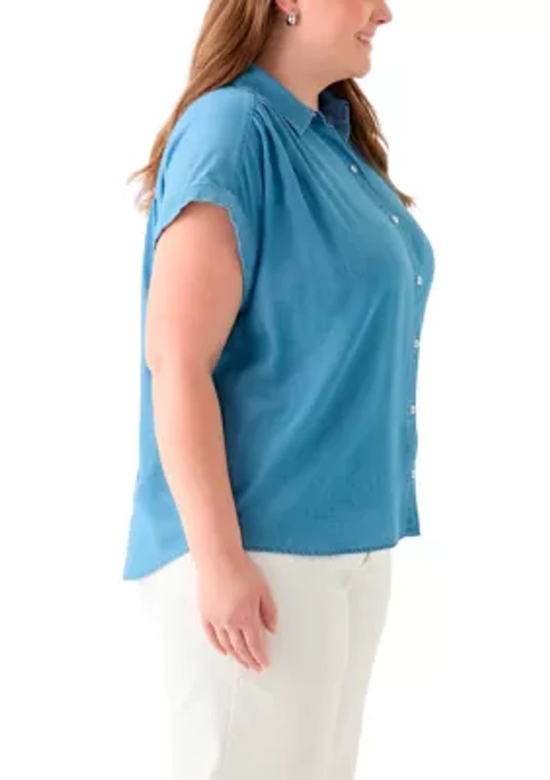 Plus Short Sleeve Camp Shirt